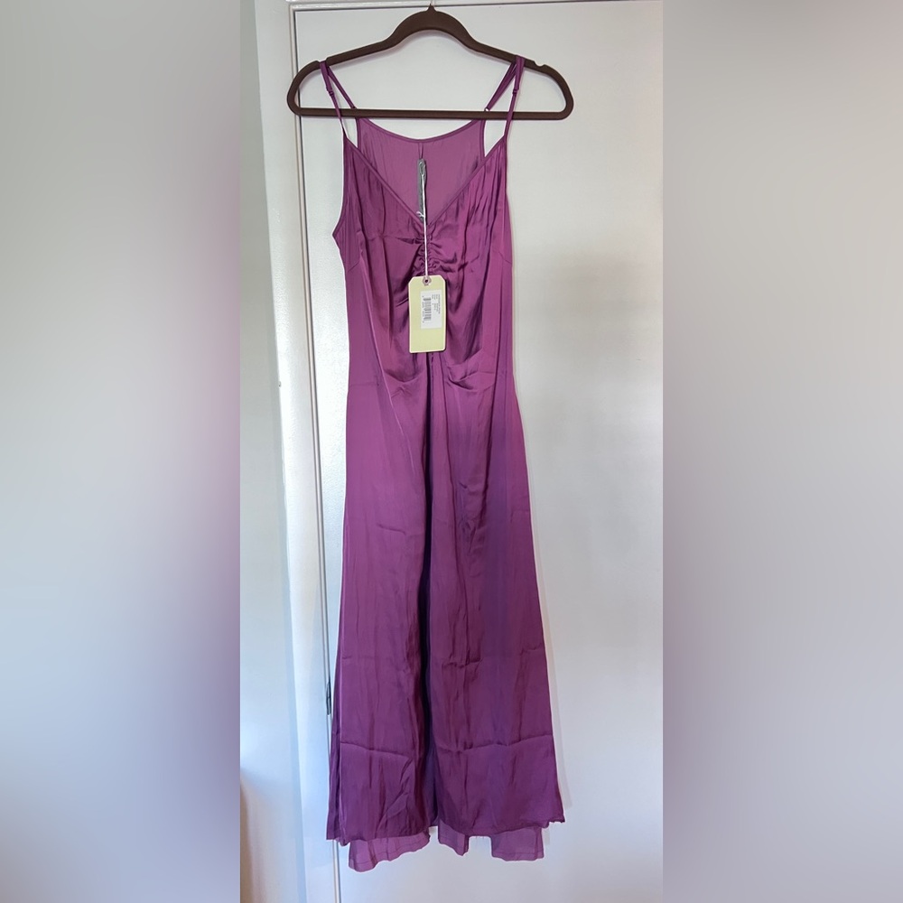 Raquel Allegra liquid satin Andromeda dress in Berry